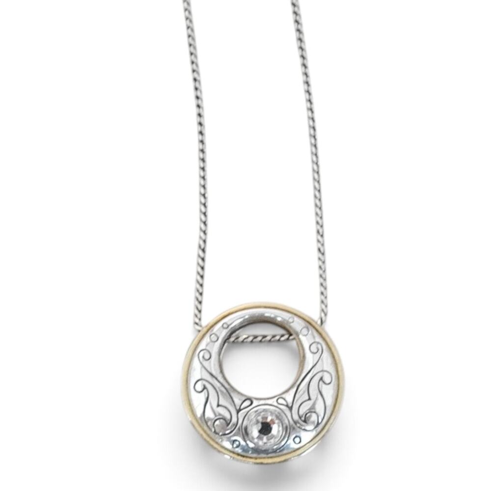 Brighton Aries Two-Tone Circle Pendant Necklace Reversible Retired Design